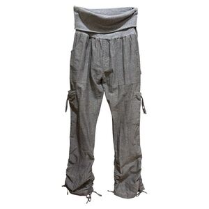 Gray Cotton Cargo Pants with Drawstring Details Sz S